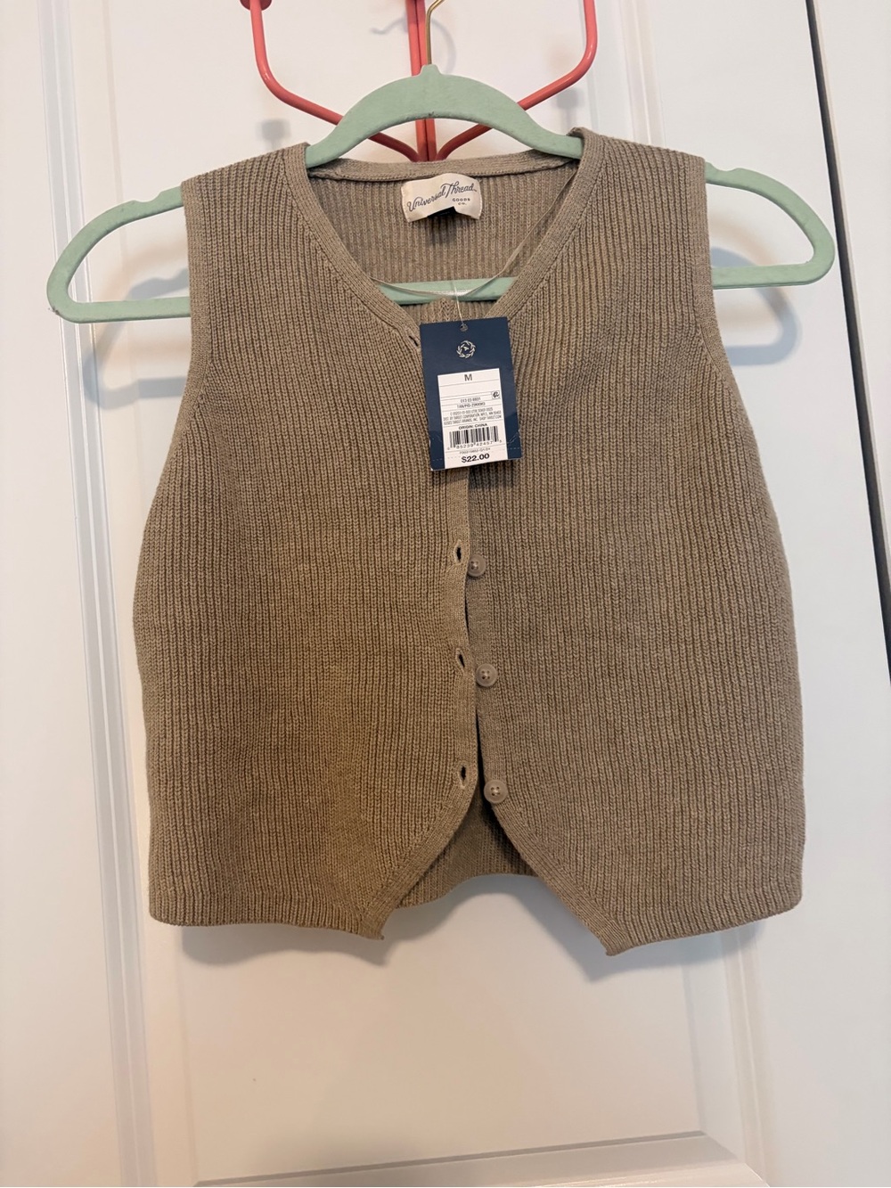 Universal Thread Taupe Button-Front Knit Vest